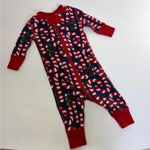 Hanna Andersson 0-3 Months Baby Candy Cane Zip Sleeper Long Pajamas PJs